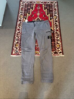 Stone Island Gray Cargo Trousers with Signature Patch
